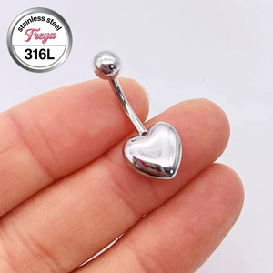 Anneau de nombril en forme de cœur de haute qualité Freya, en acier inoxydable, anneaux flottants pour le nombril, bijoux de piercing pour femmes - Product Image 2