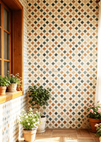 Moderne Unregelmäßige Punkt-Mehrfarben-Marmor-Mosaikfliese, getrommelt, 7 mm dick, für Badezimmer, Restaurant, B&B, Hotelprojekte, Boden- und Wandverkleidung