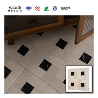 Carreaux de marbre gris beige naturel glacé mat 300x300 pour sol de villa et jardin, style antique