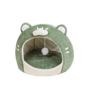 Cama Redonda para Gatos, Diseño de Gato de Dibujos Animados, Felpa Sintética Cálida, Talla Única - Product Image 5