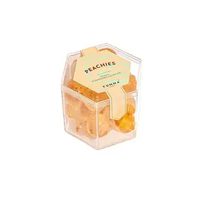 Food Grade Exquise Clear Mini Hexagon Vorm Plastic Acryl Candy Kubus Box Veilig Voor Kinderen