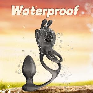 Elektro schock Sexspielzeug Doppel hahn <span class=keywords><strong>Ring</strong></span> Vibrierendes Prostata-<span class=keywords><strong>Massage</strong></span> gerät Mit Anal Plug Vibrator Eier Paar Erwachsene Produkte - Product Image 5