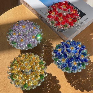 Crystal Flower Pots Decorative <b>Ornaments</b> Colorful Crystal Home Decoration For Living Room Study Entryway - Product Image 1