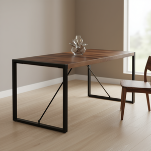 Table à manger rectangulaire en bois de Sheesham massif, 63x31.5x29.5 pouces, style industriel moderne, mobilier pour la maison - Product Image 2