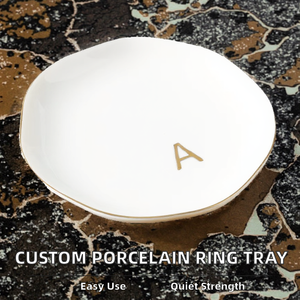 Plateau à bijoux en porcelaine blanche Art Déco avec lettres anglaises gravées sur mesure, porte-bijoux, plateau à bagues, décoration, cadeau pour mariage, fête des mères - Product Image 6