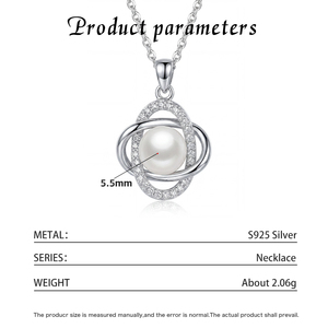 Elegant S925 Sterling Silver Freshwater Pearl Pendant Necklace with Intertwined Oval <b>Frame</b> Dainty Pearl Jewelry Gift for Women - Product Image 6