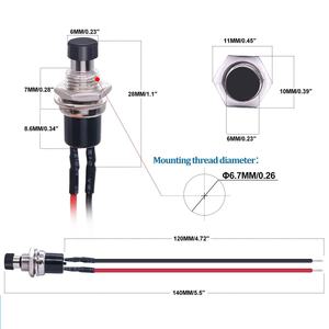7Mm 3V-6V-12V-24V-230V/1a Voorbedrade Mini Kortstondige Drukknop, Spst Open Aan/Uit 2 Pin Ronde Knop Voor Modelspoorweghobby - Product Image 2