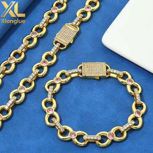 Factory Custom Hip Hop 12mm Fine Luxury Jewelry Pink Moissanite Bracelets Women <b>Men</b> 925 Sterling Silver Chain Link Bracelets - Product Image 4