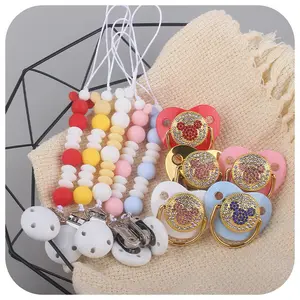 Hot Selling Mickey Bright Diamond Silikon Beiß perlen Schnuller Clips Halter Silikon Schnuller Set Molar Produkte Spielzeug