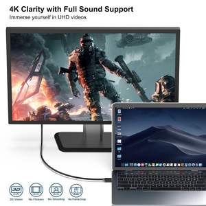 Câble USB C vers HDTV 4K haute vitesse USB Type C vers câble HDTV pour bureau à domicile Thunderbolt 4 Chromebook <span class=keywords><strong>Mac</strong></span> <span class=keywords><strong>Book</strong></span> iPad Pro XPS 6FT - Product Image 5