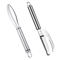 Éplucheur et écailleur à poisson en acier inoxydable, accessoire de cuisine rapide pour nettoyer les fruits de mer, outil de craquage