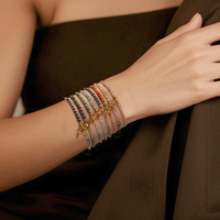 Ensemble de bracelets avec pendentif croix multicolore Go2boho, bijoux faits à la main, réglable avec des perles en pierre naturelle pour femmes, idée cadeau, carte