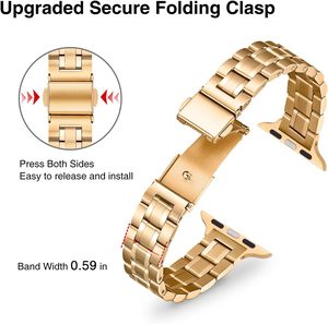 Blissbands, pulsera fina de metal de acero inoxidable, banda de repuesto Compatible con <span class=keywords><strong>Apple</strong></span> <span class=keywords><strong>Watch</strong></span> 38mm Ultra SE Series Gold para mujer - Product Image 3