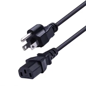 America standard USA UK AU EU ac power cable power cord free sample 3pin plug us 3 pin power cable for computer