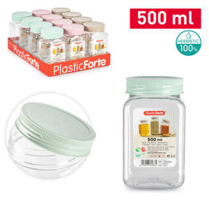 Boîte carrée en plastique PlasticForte 500 ml, hermétique, pour le stockage domestique, pot à épices - Product Image 1