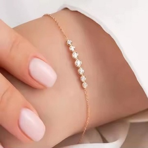 14K Yellow <b>Gold</b> Squad Moissanite Tennis Bracelet Classic Unique Design with Real Diamond Studded Elegant <b>Bangle</b> - Product Image 1