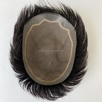 Gaya Rambut Pendek Rambut Manusia India 1C #   Wig Alami Tak Terlihat dengan Basis Sutra, Sistem Penambahan Rambut Realistis untuk Pria