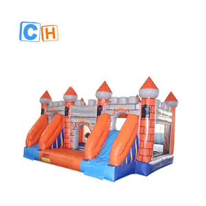 Popular inflatable orange brick combo with slide for summer, inflatable 3 in 1 combo for kids