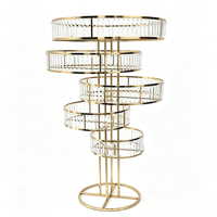 Support à fleurs en métal doré à 5 niveaux de luxe avec cristaux, centre de table pour mariage, décoration pour événements et fêtes