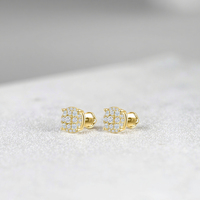 Boucles d'oreilles Halo Moissanite en or jaune et blanc massif 14 carats pour hommes et femmes