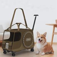 Poussette pliable pour animaux de compagnie Oxford ABS à quatre roues, écologique, avec fermeture à glissière, capacité de 15 kg, pour petits chiens, ajustement universel
