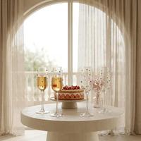 Ensemble de verres à champagne en cristal sans plomb à pois colorés, soufflés à la main, transparents, pour mariage, fête, bar et décoration intérieure