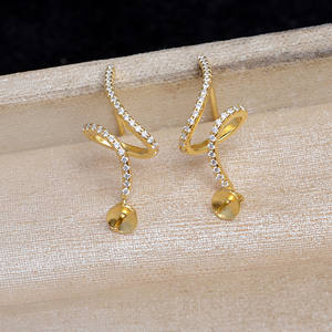 Pendientes de Plata S925 con Forma de Serpiente Wenchi, Accesorio de Joyería DIY de Moda, Soporte Vacío para Piedras de 8-12mm, Producto Semielaborado, Modelo 15572 - Product Image 5