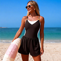 Maillot de bain une pièce pour femme, 6 couleurs, coupe courte, modeste, grande taille, avec poche, tailles S-2XL