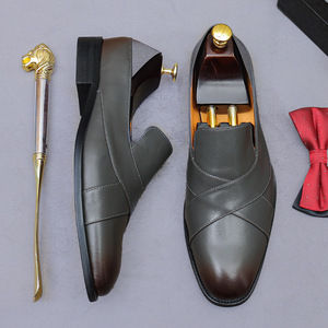 Chaussures en cuir légères et respirantes faites à la main pour hommes, style professionnel de bureau, à bout carré, prix d'usine de luxe, collection 2026 - Product Image 3