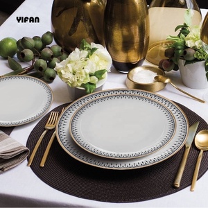 Elegant Porcelain Plates Wholesale Gold Rim Wedding Plate Ceramic Bone China Dining Plate <b>Set</b> Crockery Tableware for Home - Product Image 5