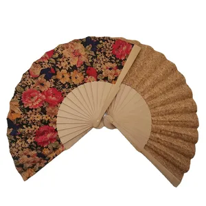 Ventilatore in legno vegetariano portogallo con materiale eco-friendly lino colore naturale e personalizzato color23cm tessuto di sughero fan per il regalo