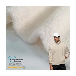 Kış krem düz renk yumuşak battaniye pamuk polar sıcak tutma kalın örgü çift taraflı % 100% polyester sherpa polar kumaş