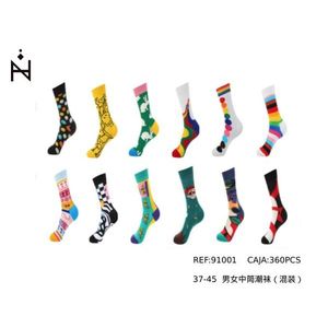 Calcetines a media pantorrilla de moda, tallas 37-45, colores mixtos para hombres y mujeres - Product Image 1