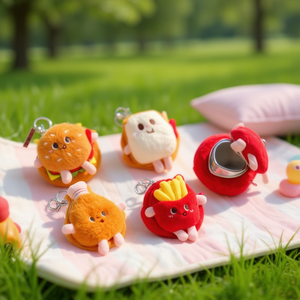 Llavero de peluche Angelina Hamburger de 10 cm con monedero y espejo para mujeres y niños - Product Image 2