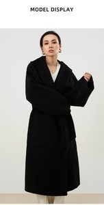 Abrigo extragrande de doble faz de <span class=keywords><strong>lana</strong></span> premium 70% y cachemira 30% para <span class=keywords><strong>mujer</strong></span>, con capucha, cinturón y cuello chal. Abrigo largo de invierno para <span class=keywords><strong>mujer</strong></span>. - Product Image 6