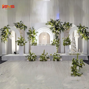 Arche de toile de fond 3D en PVC ondulé blanc de qualité supérieure, design de scène pour mariage, fête et banquet - Product Image 1