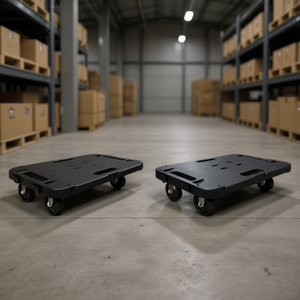 Black Polypropylene Platform Hand Cart 661.4 Lb Capacity Four Wheel For <b>Transport</b> Solution - Product Image 2