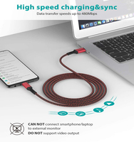 Chargeur USB personnalisé pas cher pour téléphone, lot de 4 câbles tressés USB-C rouges et noirs