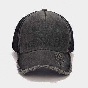 BSCI Factory Wholesale Blank Distressed 5 Panels Mesh Baseball Caps Custom Trucker Hats - Product Image 4