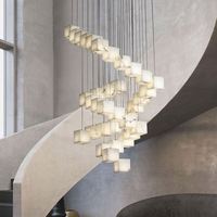 Luminaire suspendu en albâtre nordique, lustre en laiton et marbre postmoderne pour hall d'hôtel, salon, escalier, matériau en cuivre durable