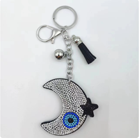 Porte-clés en forme de fruit de dessin animé vert lime, orné de strass scintillants et de pompons, pendentif suspendu de haute qualité, best-seller