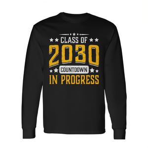 Camiseta de manga larga con estampado de la clase de 2030, cuenta regresiva en curso, Grad - Product Image 2