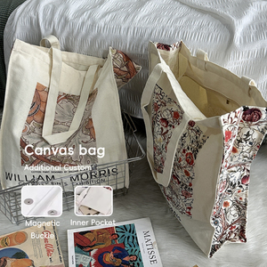 OEM ODM <span class=keywords><strong>Sac</strong></span> fourre-tout en toile de coton écologique de haute qualité pour supermarché shopping étanche logo personnalisé tendance avec fermeture éclair - Product Image 1