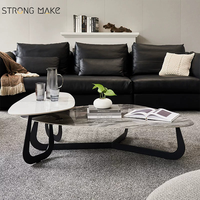 Ensemble de 2 tables basses de luxe en céramique noire modernes pour salon et maison
