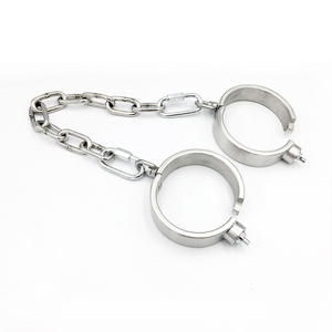 Nero emper divertimento per adulti manette piedi in acciaio inox premere il tasto di blocco semplice e conveniente di sesso maschile femminile SM vincolante Gioco - Product Image 5