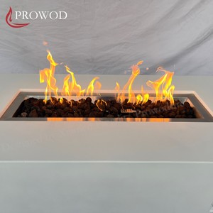 Muebles de exterior Chimenea de gas grande 55 pulgadas Mesa de fuego de combustible de gas GFRC Chimenea de gas propano con roca de lava negra - Product Image 5