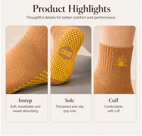 Chaussettes de yoga et de Pilates pour femmes avec logo personnalisé, antidérapantes, confortables, respirantes, chaussettes de sport avec grip