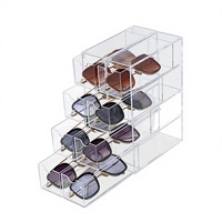 Boîte de rangement pour lunettes de soleil en acrylique transparent, présentoir à lunettes pliable multicouche, étui de rangement pour lunettes de bureau