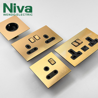 Enchufes de pared de latón retro estándar del Reino Unido, interruptor de luz con palanca de doble enchufe, 10A 220-250V