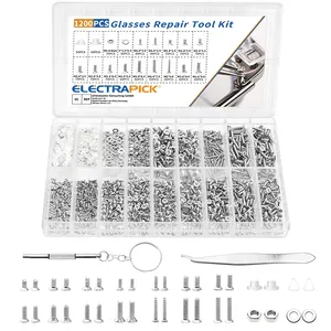 1200 pièces Kit de réparation de <span class=keywords><strong>lunettes</strong></span> <span class=keywords><strong>vis</strong></span> avec pince à épiler tournevis minuscules mini <span class=keywords><strong>vis</strong></span> écrous assortiment Kit attaches - Product Image 1
